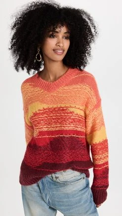 Hot Sale ✨ Acne Studios Stripe Sweater Coral Red/Burgundy 😀