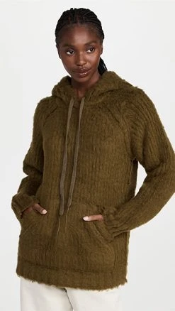 Hot Sale ✔️ Acne Studios Brushed Hoodie Khaki Green 🎁