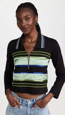 Top 10 ✨ Ahluwalia Buke Long Sleeve Polo Black/Pistachio 🥰