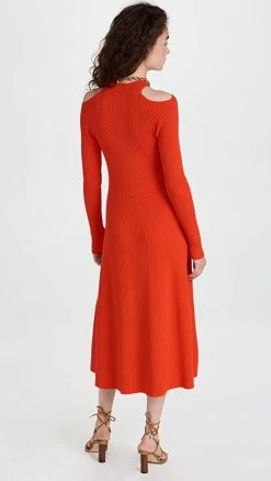 Hot Sale 🔔 A.W.A.K.E. MODE Shoulder Cut Out Midi 👗 Dress Red 🤩 -Veronica Beard Shop awake302471bb4e 1654533249094 2 0. UX540 . QL90