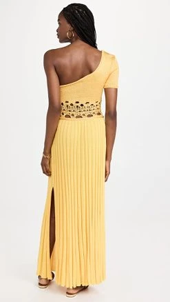 Buy 🤩 Christopher Esber Crochet One Shoulder 👗 Dress Saffron ⌛ -Veronica Beard Shop cesbe3007312466 1655225561928 2 0. UX540 . QL90