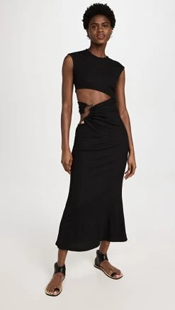 Brand new 🎁 Christopher Esber Elongated Distort Quartz Split 👗 Dress Black 🔥