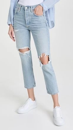 Cheap 🤩 Citizens Of Humanity Charlotte Crop High Rise Straight 👖 Jeans Ocean Falls ✔️
