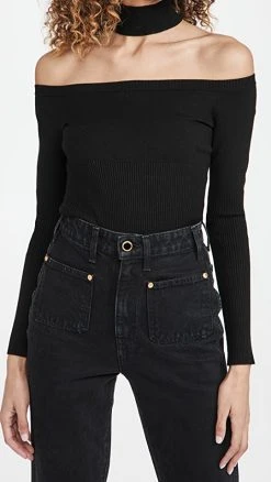 Deals 🤩 Jonathan Simkhai Lila Cold Shoulder Pullover Black ⌛