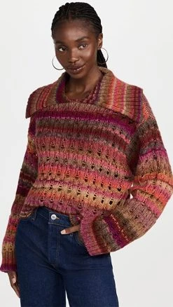 Budget 👍 Jonathan Simkhai Jenna Lofty Space Dye Cropped Pullover Punch Multi 🤩