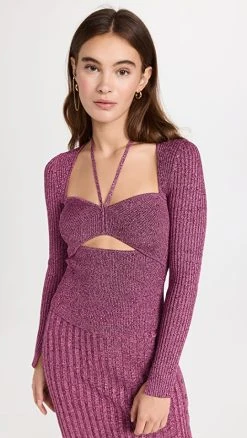 Best Sale 😉 Jonathan Simkhai Alexia Compact Rib Sweater Mulberry Multi 🔔