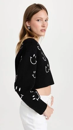 Top 10 ⌛ JoosTricot Smileys Crop Cardigan Black / White 🥰