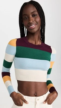 Promo 🥰 JoosTricot Striped Crop Top Yellow Color Block 👍