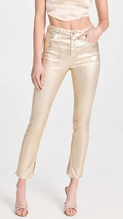 Brand new 🎉 Jonathan Simkhai STANDARD Rae High Rise Ankle Skinny 👖 Jeans Gold Foil 💯