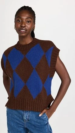 Best reviews of 🎁 La Double J Argyle Gilet Vest Bordeaux / Blue ⌛