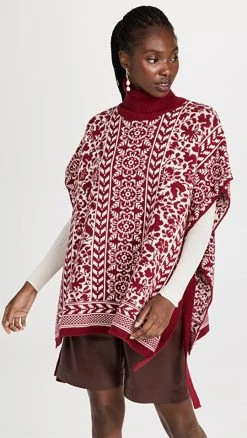 New 💯 La Double J High Neck Poncho Bordeaux 🤩