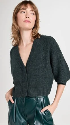 Promo ✔️ Le Kasha Accra Short Cardigan With Snaps Emeraude 🎉