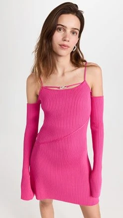 Wholesale ❤️ MACH & MACH Mini 👗 Dress With Straps & Bow Fuschia 🥰