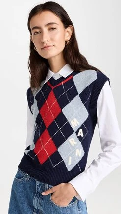 Discount ❤️ Marni V Neck Sweater Vest Ultramarine ⌛
