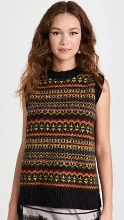 Coupon 💯 Molly Goddard Fair Isle Vest Grey Fairisle ❤️