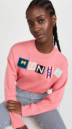 Top 10 🥰 Monse Ransom Letters Pullover Sweater Pink 🥰