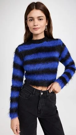 Flash Sale ⭐ Monse Cropped Mohair Sweater Black/Blue ⌛