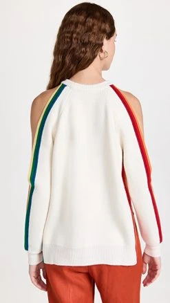 Flash Sale 👍 Monse Rainbow Trim Slit Sleeve Sweater Ivory 🥰 -Veronica Beard Shop mnsee304211a530 1669070004005 2 0. UX540 . QL90
