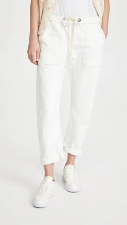 Budget 🧨 One Teaspoon Shabbies Drawstring Boyfriend 👖 Jeans White Beauty/Tan ⌛