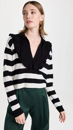 Brand new ⭐ Philosophy Di Lorenzo Serafini Striped Ruffle Sweater Fantasy Print Black 🌟