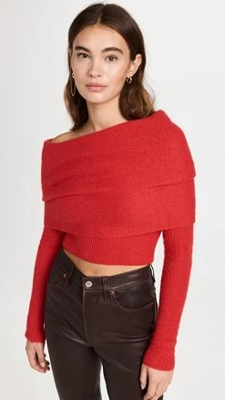 Brand new ⭐ Philosophy Di Lorenzo Serafini Off Shoulder Knit Sweater Red 😀