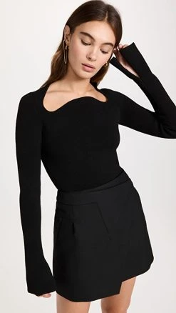 Outlet 😀 Proenza Schouler Textured Viscose Knit Sweater Black Multi 🔔