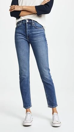 Best reviews of 💯 RE/DONE High Rise Comfort Stretch Ankle Crop 👖 Jeans Mid '70s 🤩