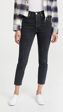 Cheap 🧨 RE/DONE 90S High Rise 👖 Jeans Stoned Noir ✔️