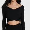 Buy ⭐ LAPOINTE Shiny Cross Over Cropped Top Black 🔥 -Veronica Beard Shop sally301141c3a0 1639606571610 2 0. UX540 . QL90