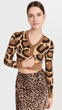 Hot Sale 🔔 Sergio Hudson Cropped Cardigan Abstract Animal Print 🥰