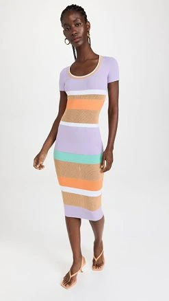 Best reviews of 🔔 Sergio Hudson Stripe Knit 👗 Dress Multi 🥰