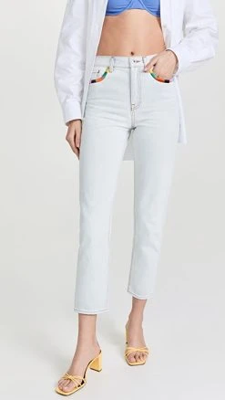 Best deal ✨ Something Navy Embroidered Straight Leg Denim Light Blue 🎉