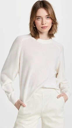 Cheapest 🧨 Tibi Featherweight Cashmere Sweater Ivory ⌛