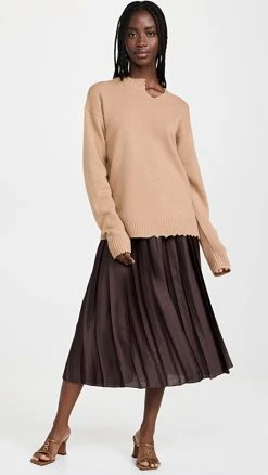 Discount 💯 Tibi Soft Lambs Wool Cutout Neck Pullover Sand 🔥