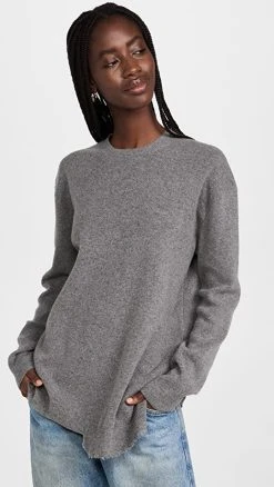 Deals 🔔 Tibi Anna Merinowool Hole-At-Back Pullover Heather Grey ❤️
