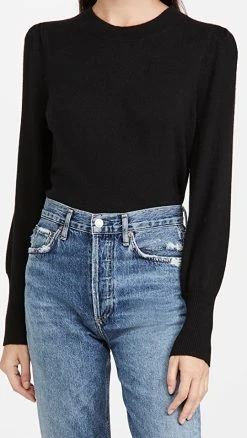 Discount 👏 Veronica Beard Nelia Crew Neck Cashmere Pullover Black 😍