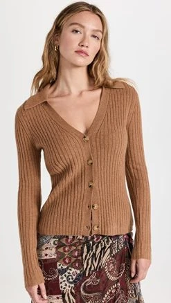 Coupon 🛒 Veronica Beard Lazana Cashmere Cardigan Camel ⭐