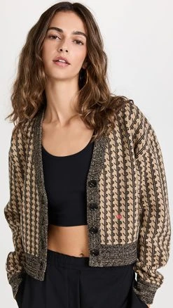 Best Sale ⭐ Victoria Beckham Striped Cardigan Beige/Black ✨