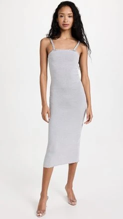Best Pirce 🔥 Victoria Beckham Metallic Removable Strap Bandeau 👗 Dress Silver ⭐