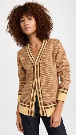 Top 10 🔥 Wales Bonner Clarinet Cardigan Pale Yellow & Brown 🧨