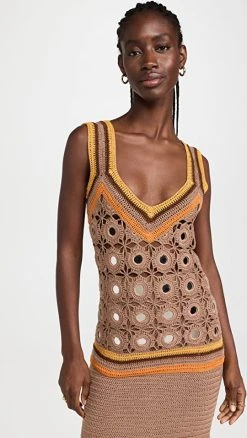 Promo 😉 Wales Bonner Marimba Crochet Top Camel 😀